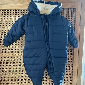 0-3M Navy Blue Hooded Baby Snowsuit